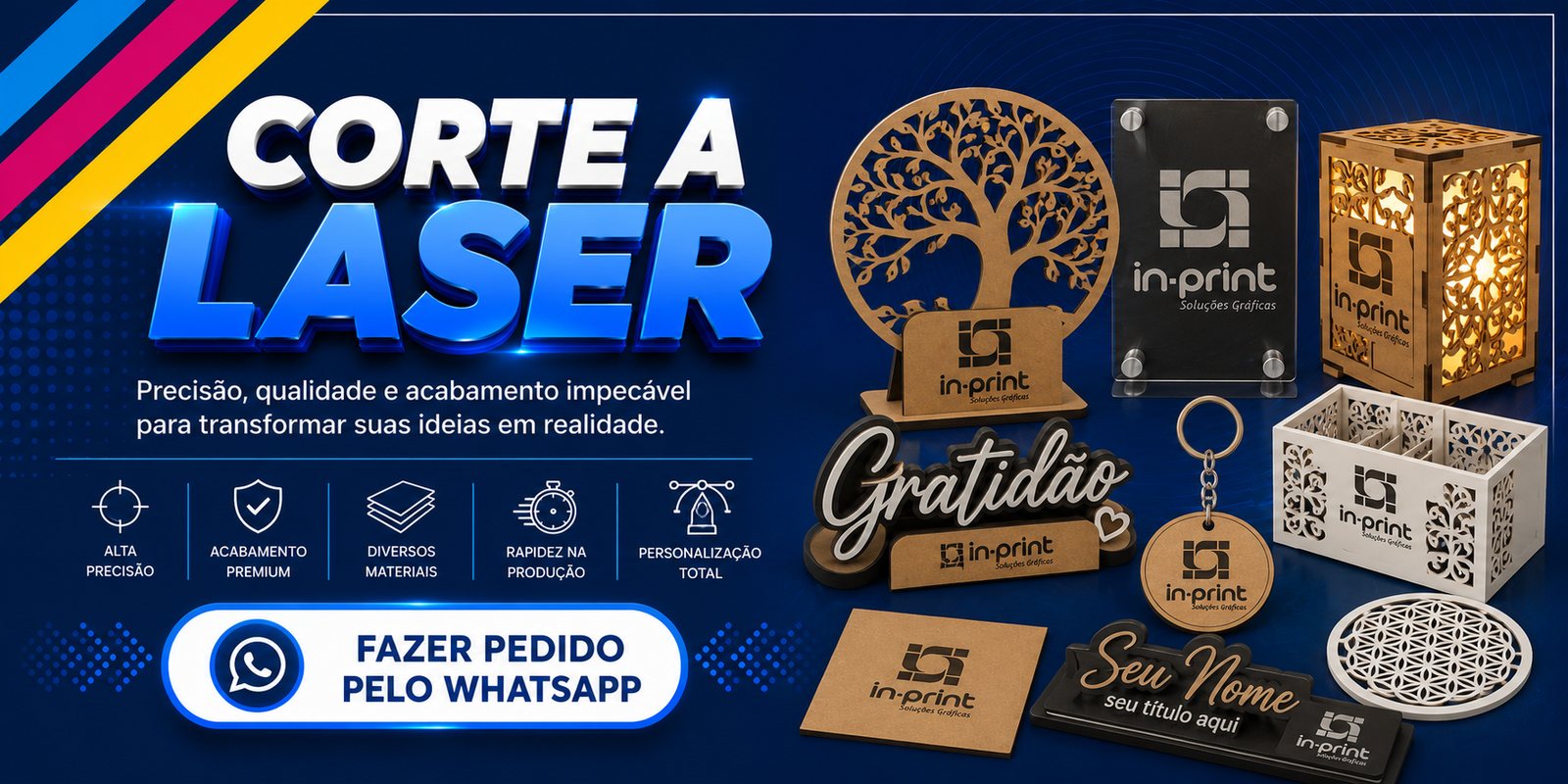 Corte a laser — peças em MDF, madeira e acrílico personalizadas
