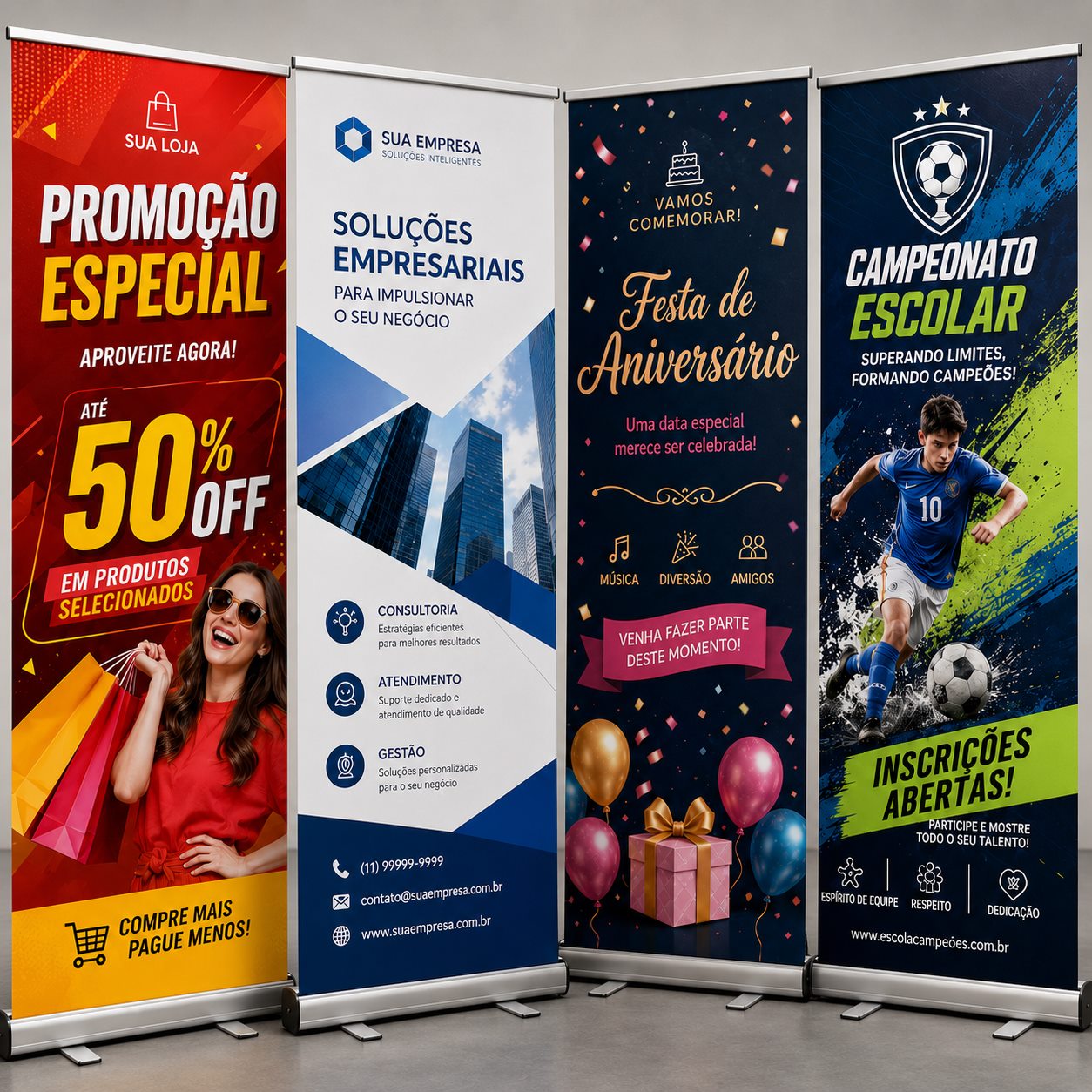 Banners personalizados para promoção, empresas, eventos e campanhas