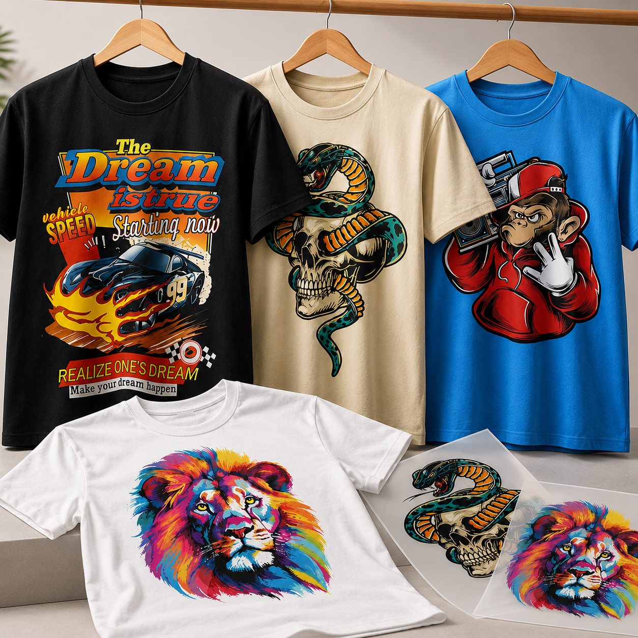 Camisetas personalizadas com estampas coloridas em DTF têxtil